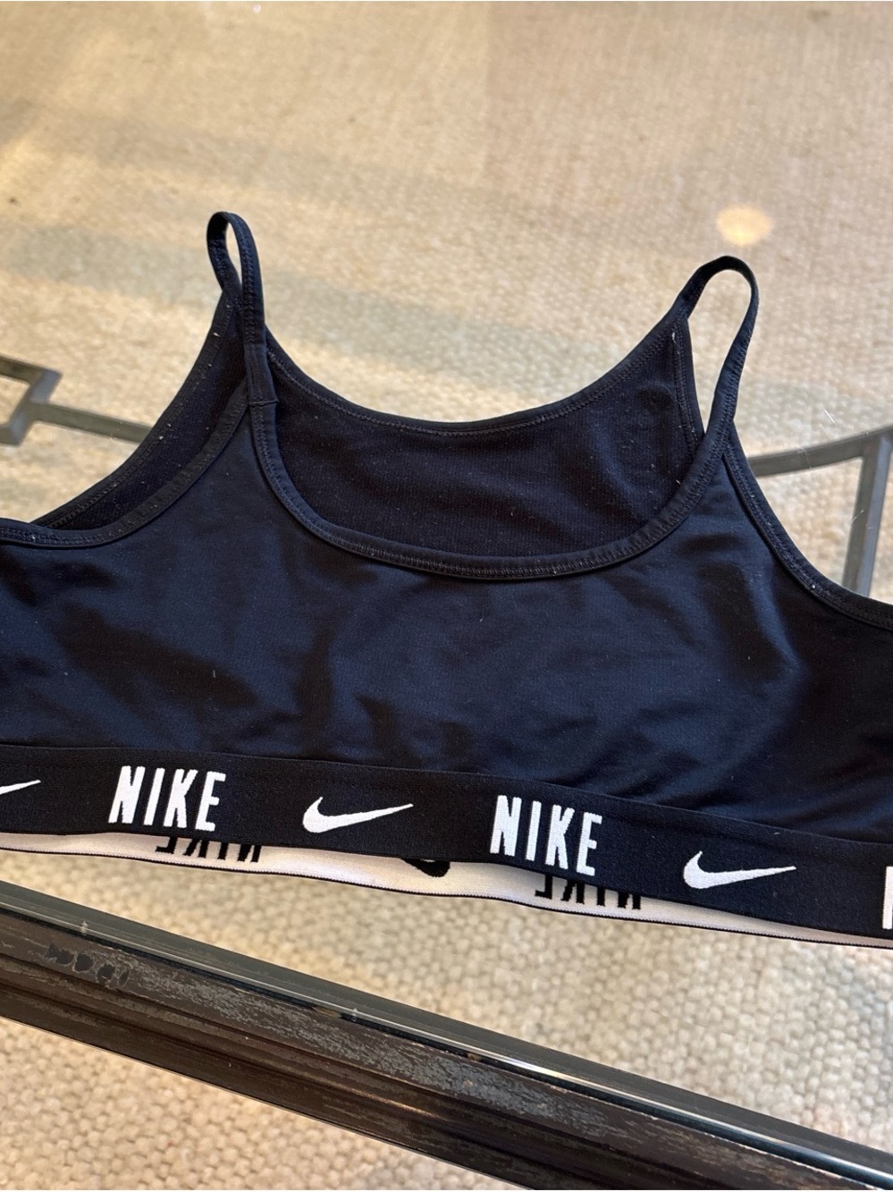 Nike Black Sports Bralette with White Logo Band